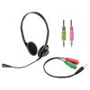 CUFFIE CON MICROFONO STEREO PER PC/NOTEBOOK 2x Jack 3.5mm CON ADATTATORE PER TABLET/SMARTPHONE
