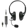 CUFFIE PROFESSIONALI CON MICROFONO STEREO "NOISE CANCELLING" PER PC/NOTEBOOK USB, CON ADATTATORE PER TABLET/SMARTPHONE 1x JACK 3,5mm